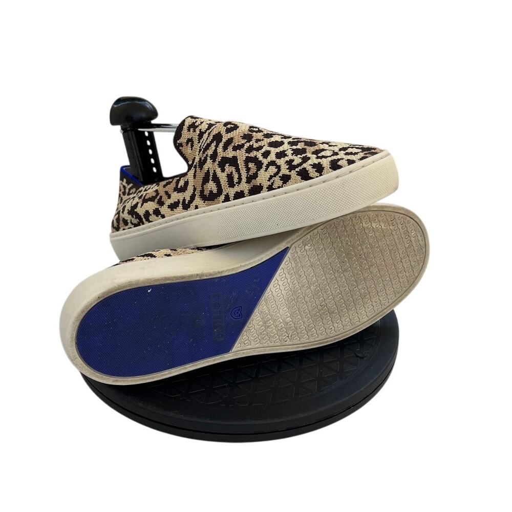 Women Rothy's Knit Skateboard Footbed Comfort Slip On Sneaker SZ 9 Brown Leopard - Picture 5 of 6